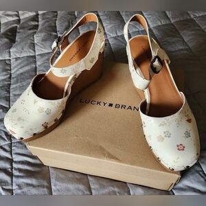 Lucky Brand Zazmini Floral Studded Wedge Heels